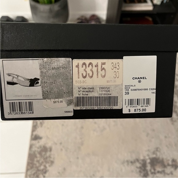 Chanel 100% Authentic peep toe sling back bow flats in original box - Picture 2 of 10